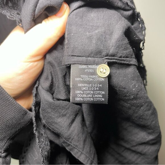 Isabel Marant Etoile women's Black Greta Cotton Voile Lace crochet dress in 36 - Picture 8 of 11